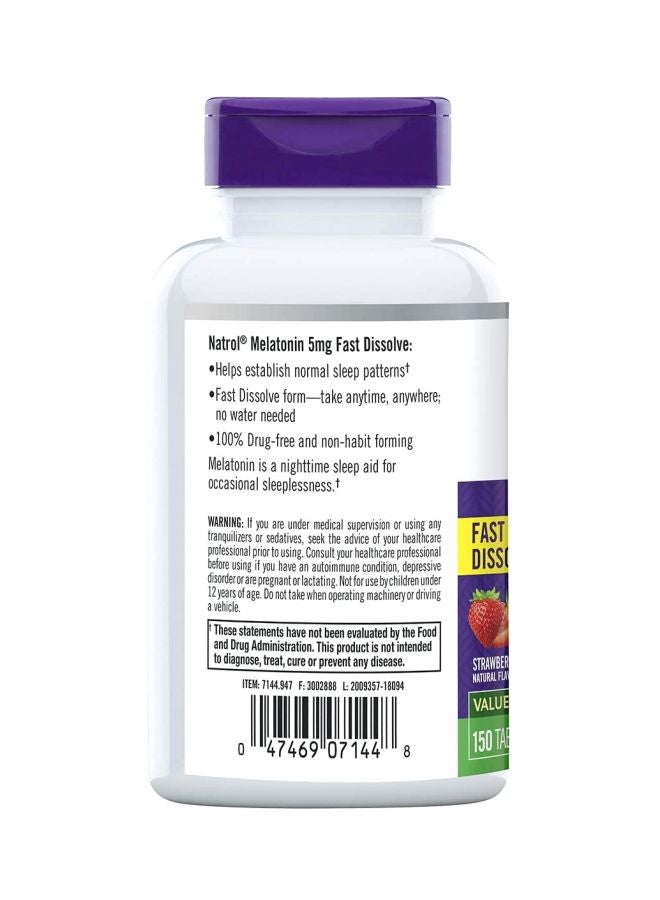 Natrol Strawberry Flavoured Melatonin Dietary Supplement - 150 Tablets - Image 2